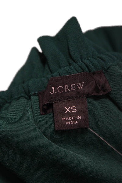J Crew Womens Basic Green V-Neck Long Sleeve Polyester Blouse Size XS