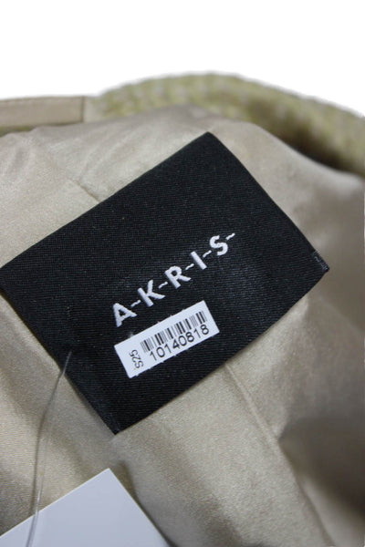 Akris Womens Multicolor Striped Flax Blazer Button Long Sleeve Size 14