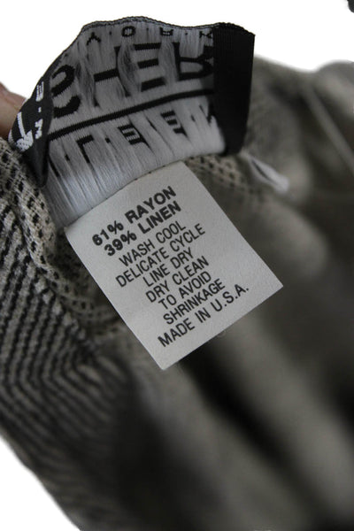 Eileen Fisher Womens Gray Striped Rayon V-Neck Cardigan Sweater Button Size 2