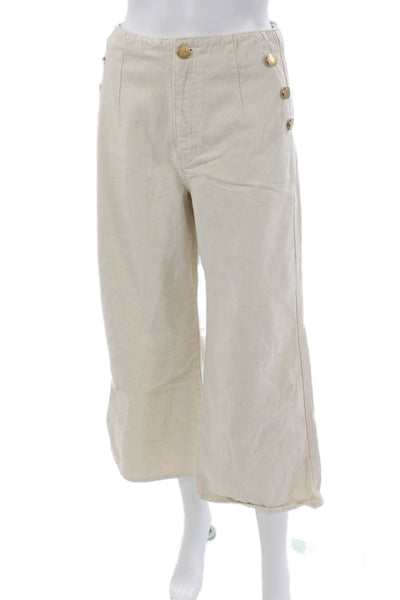Zara Women Cropped High Rise Beige Denim Pants Size 4