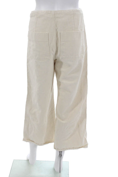 Zara Women Cropped High Rise Beige Denim Pants Size 4