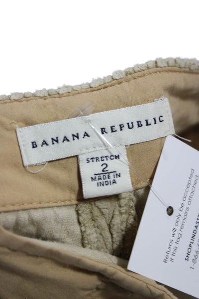 Banana Republic Women Cropped Striped Beige Pants Size 2