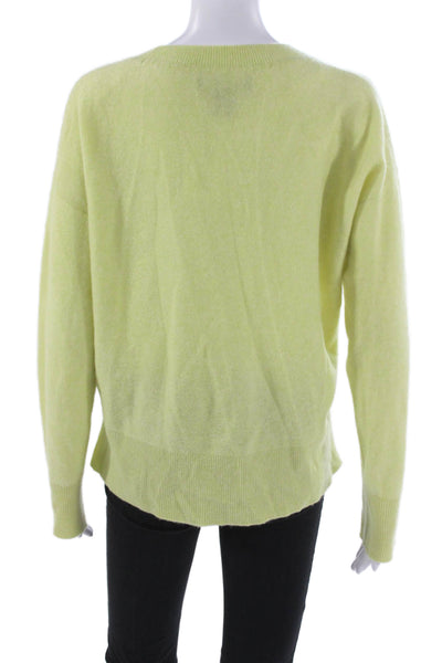 Tahari Women Green Cashmere Pullover Sweater Crew Neck Long Sleeve Size L