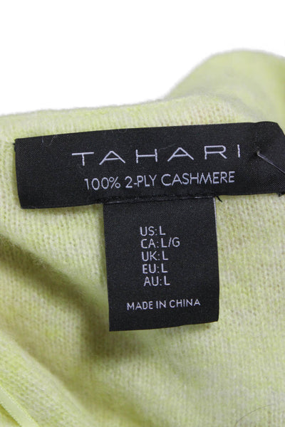 Tahari Women Green Cashmere Pullover Sweater Crew Neck Long Sleeve Size L