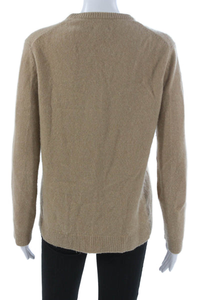 Banana Republic Women Cashmere Pullover Sweater Crew Beige Long Sleeve Size M