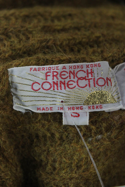 French Connection Women Pullover Cowl Neck Wool Brown 3/4 Sleeve Size S