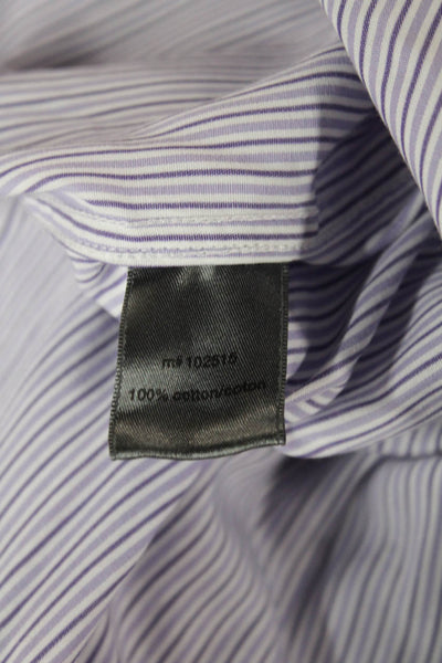 John Varvatos Mens Purple Striped Cotton Long Sleeve Dress Shirt Size 15