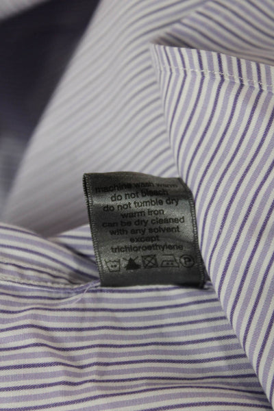 John Varvatos Mens Purple Striped Cotton Long Sleeve Dress Shirt Size 15