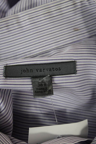 John Varvatos Mens Purple Striped Cotton Long Sleeve Dress Shirt Size 15
