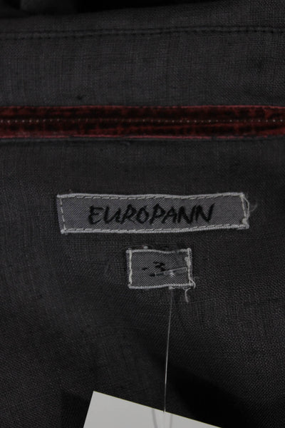 Europann Men's Gray Linen Dress Shirt Long Sleeve Button-Up Collared Size 3