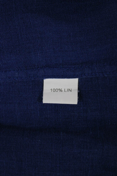 Laurent Effel Mens Blue Linen Dress Shirt Button Up Long Sleeve Size L