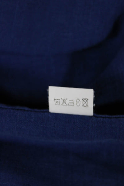 Laurent Effel Mens Blue Linen Dress Shirt Button Up Long Sleeve Size L