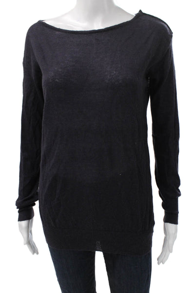 Pierre Balmain Women Pullover Blue Boat Neck Long Sleeve Polyamide Size 40