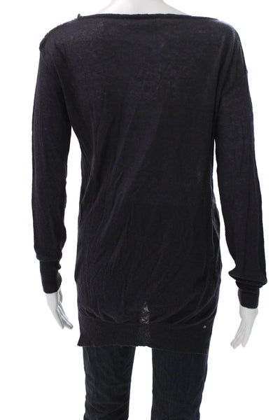 Pierre Balmain Women Pullover Blue Boat Neck Long Sleeve Polyamide Size 40