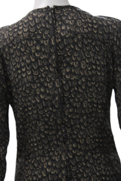 Valentino Boutique Women Black Animal Print Blouse Long Sleeve Size 10