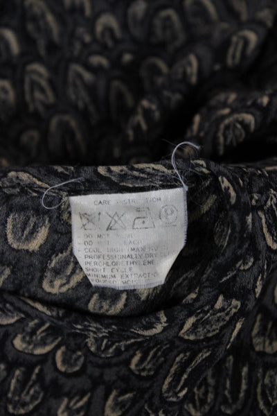 Valentino Boutique Women Black Animal Print Blouse Long Sleeve Size 10