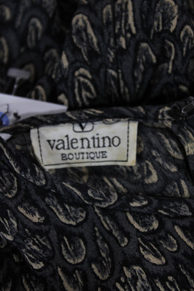 Valentino Boutique Women Black Animal Print Blouse Long Sleeve Size 10