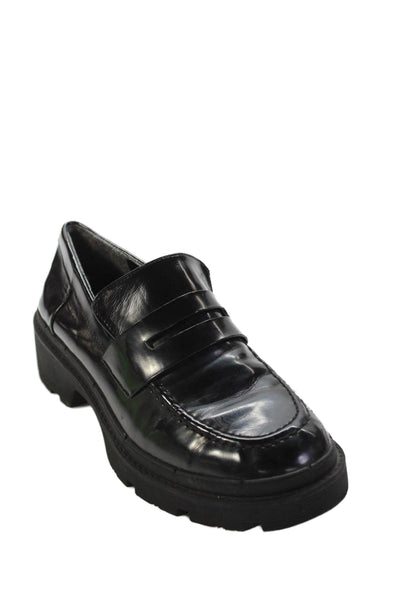 Zara Womens Patent Leather Loafer Slide On Pumps Black Size 36 6