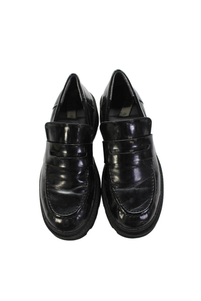Zara Womens Patent Leather Loafer Slide On Pumps Black Size 36 6