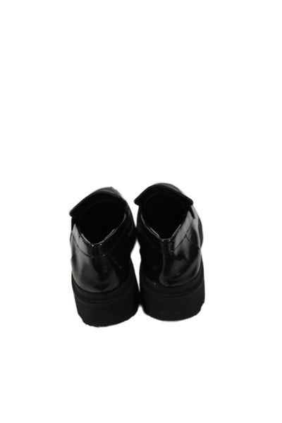 Zara Womens Patent Leather Loafer Slide On Pumps Black Size 36 6