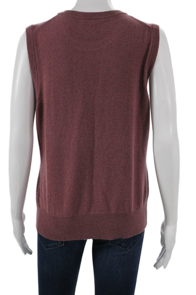 Brooks Brothers Womens Pink Cashmere Crew Neck Sleeveless Vest Sweater Size L