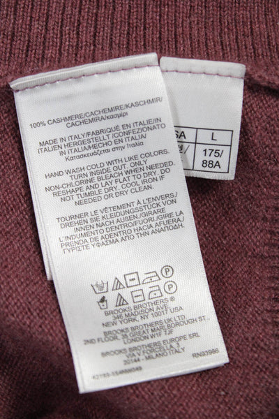Brooks Brothers Womens Pink Cashmere Crew Neck Sleeveless Vest Sweater Size L