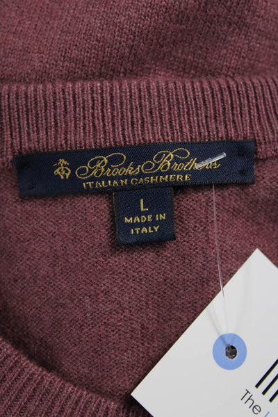 Brooks Brothers Womens Pink Cashmere Crew Neck Sleeveless Vest Sweater Size L