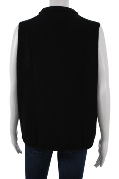 Saks Fifth Avenue Women Cashmere Mockneck Sleeveless Vest Sweater Black Size XL