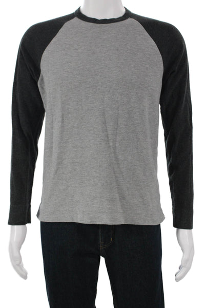Standard James Perse Mens Gray Colorblock Crewneck Long Sleeve T-Shirt Size S