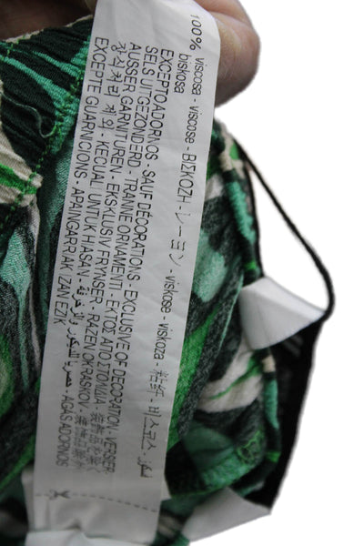Zara Women Jogger Pants Green Viscose Geometric Drawstring Size S