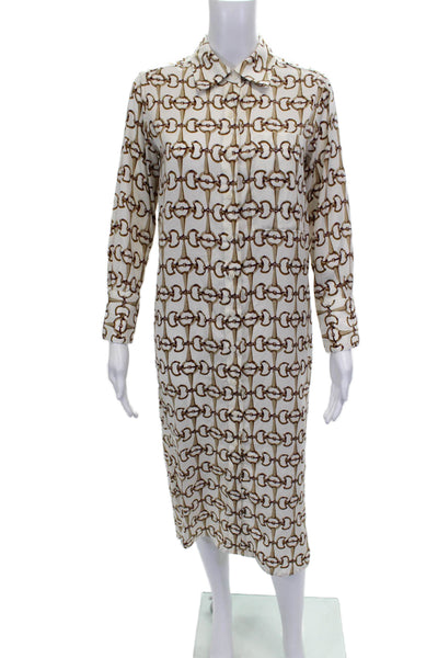 Banana Republic Women Shirt Dress White Collared Long Sleeve Polyester Size 3XS