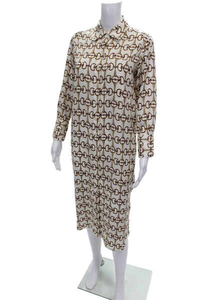 Banana Republic Women Shirt Dress White Collared Long Sleeve Polyester Size 3XS