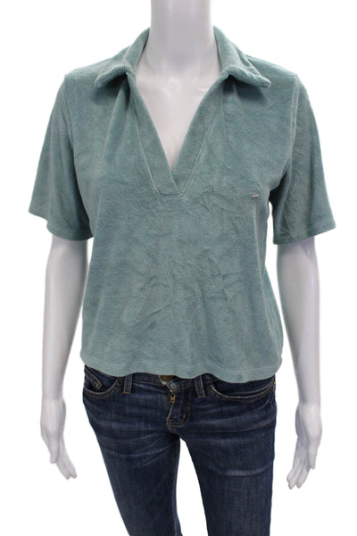 Wilfred Free Womens Short Sleeve Collared Cotton Polo Blue Size XS