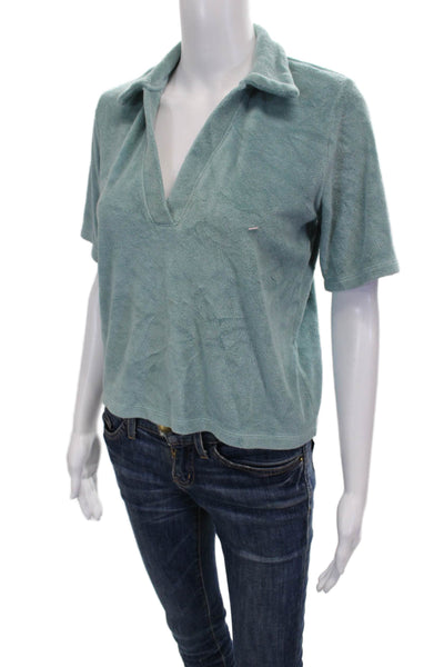 Wilfred Free Womens Short Sleeve Collared Cotton Polo Blue Size XS