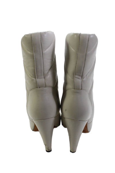 IRO Womens Leather Pointed Toe Padded Ankle Boots White Size 37 7