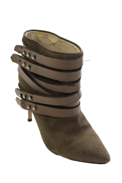 Joes Womens Suede Pointed Toe Belted Ankle Boots Brown Size 6 Medium