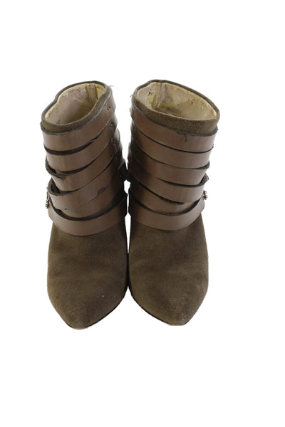 Joes Womens Suede Pointed Toe Belted Ankle Boots Brown Size 6 Medium
