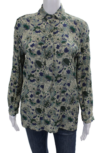Giorgio Armani Womens Collared Rayon Button Up Blouse Multicolor Size 44