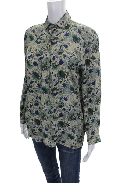 Giorgio Armani Womens Collared Rayon Button Up Blouse Multicolor Size 44