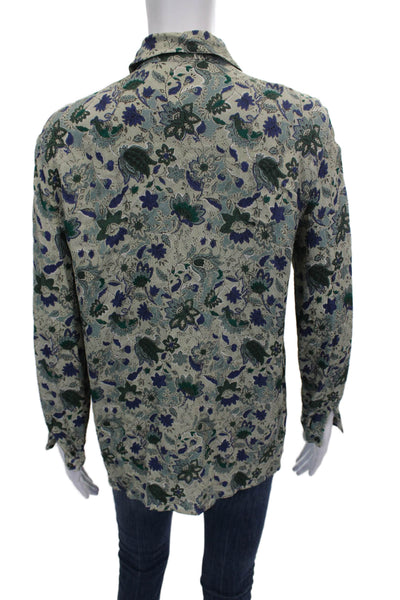Giorgio Armani Womens Collared Rayon Button Up Blouse Multicolor Size 44
