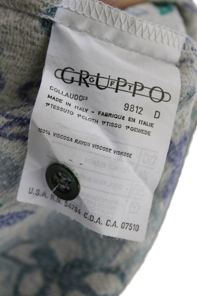 Giorgio Armani Womens Collared Rayon Button Up Blouse Multicolor Size 44