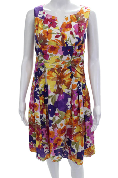 Adrianna Papell Women Fit & Flare Dress Multicolor V-Neck Sleeveless Size 4