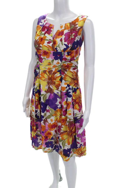Adrianna Papell Women Fit & Flare Dress Multicolor V-Neck Sleeveless Size 4