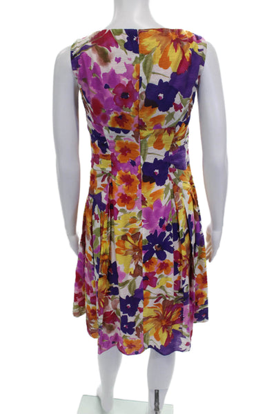 Adrianna Papell Women Fit & Flare Dress Multicolor V-Neck Sleeveless Size 4