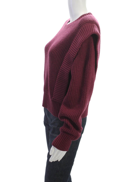 Babaton Womens Pullover Red Merino Wool Crew Neck Long Sleeve Size S