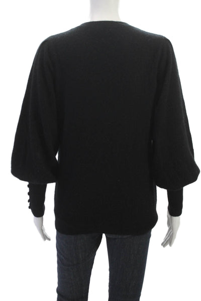 Aqua Cashmere Women Black V-Neck Pullover Sweater Long Sleeve Size M