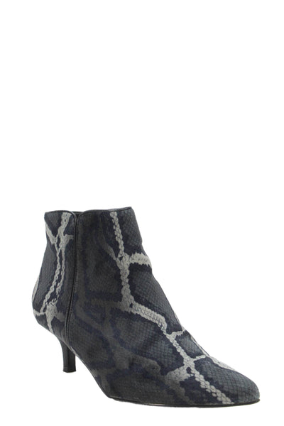 Footnotes Womens Side Zip Kitten Heel Snakeskin Print Booties Gray Size 7.5