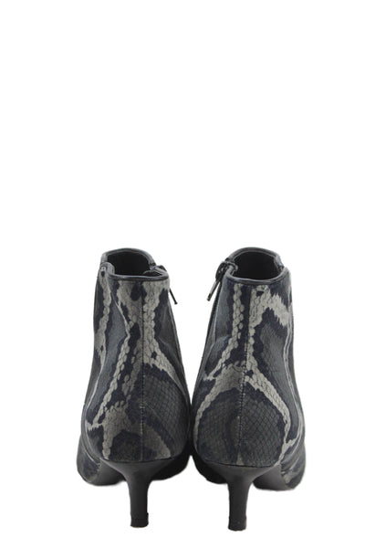 Footnotes Womens Side Zip Kitten Heel Snakeskin Print Booties Gray Size 7.5