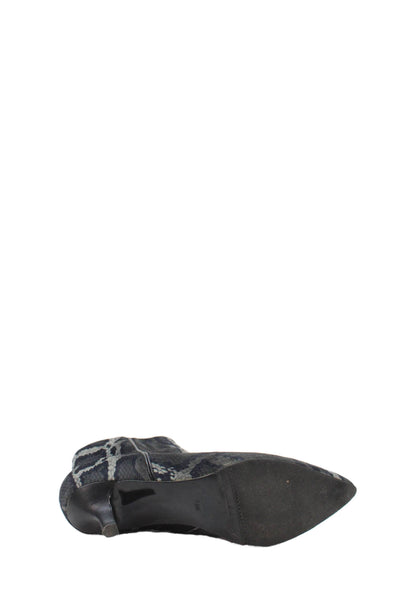 Footnotes Womens Side Zip Kitten Heel Snakeskin Print Booties Gray Size 7.5