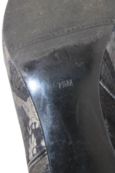 Footnotes Womens Side Zip Kitten Heel Snakeskin Print Booties Gray Size 7.5